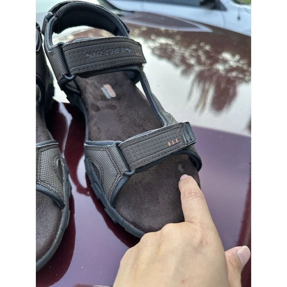 Skechers Brown Men's Sz 9 Relaxed Fit Memory Foam Sandals Adjustable SN 64487